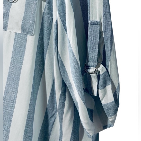 Claire France, Plus Size Striped 3/4 Sleeve Blouse, 20W, Blue & White - Picture 7 of 10